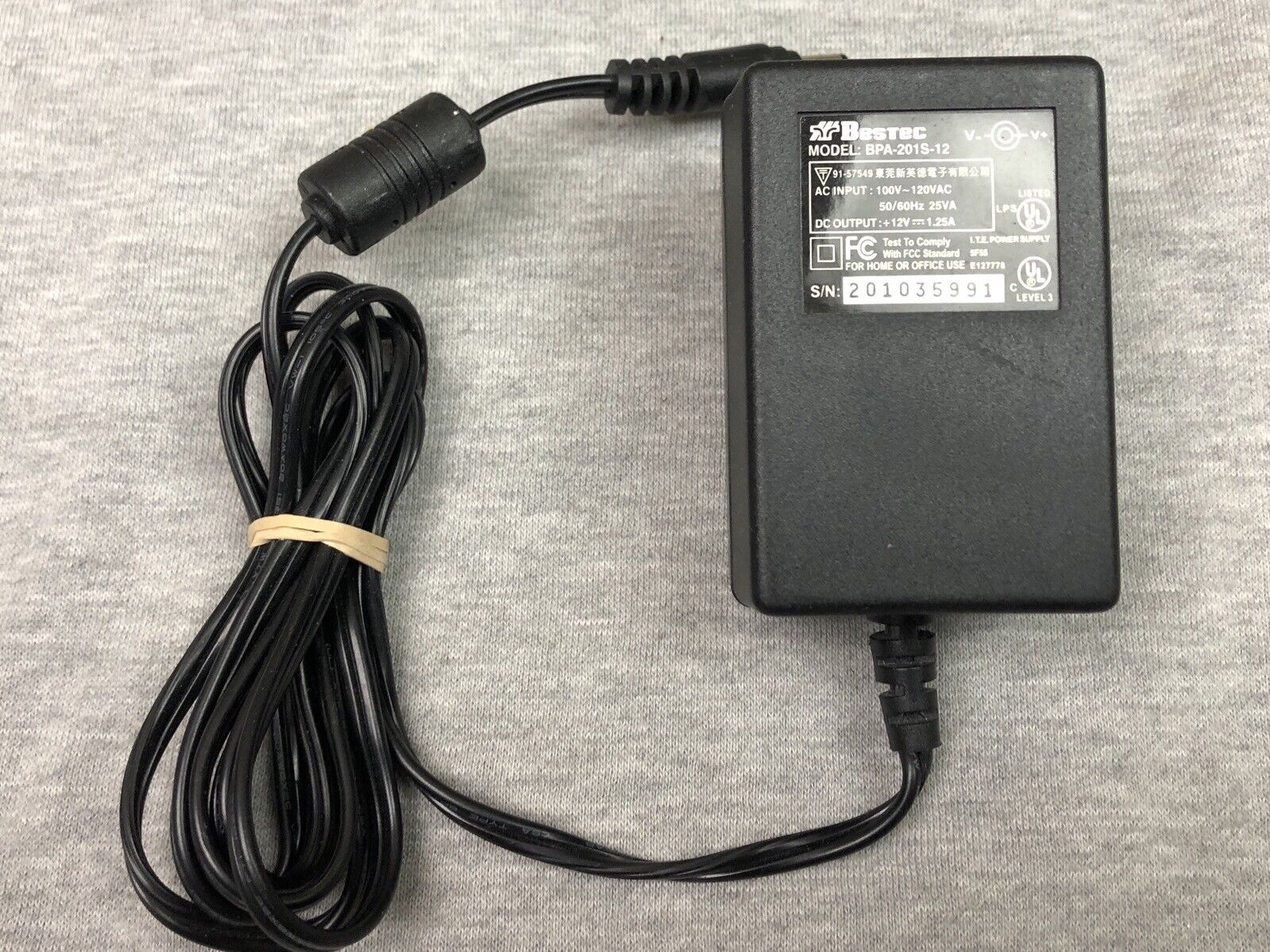 Bestec BPA-201S-12 AC Adapter Output DC 12V 1.25A Brand: Bestec Type: AC/DC Adapter UPC: Does not apply Output: D