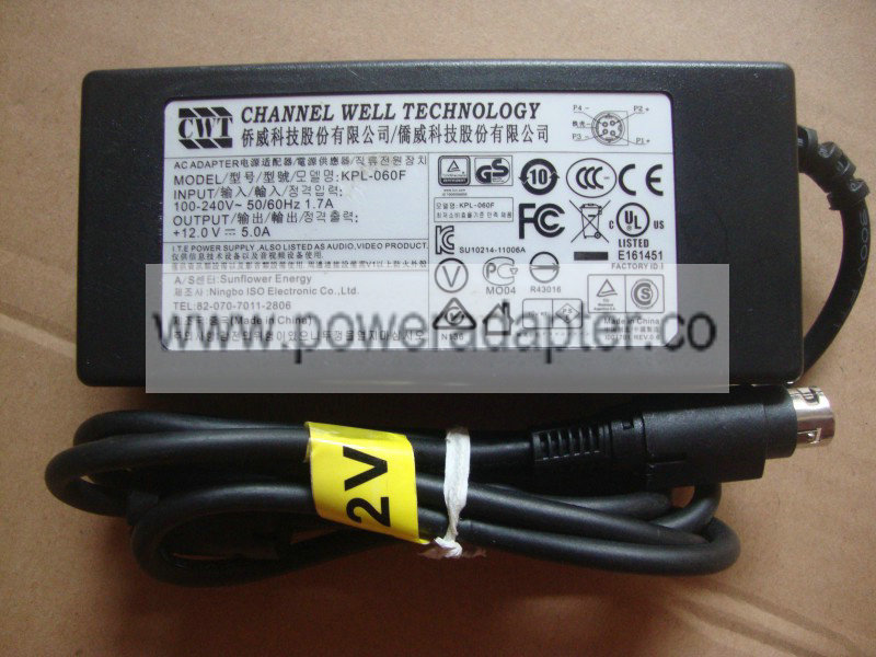 CHANNEL WELL 12V 5A CWT KPL-060F 12V 5A 4 pin DELIPPO ： brand: CWT/侨威 CHANNEL WELL model: K