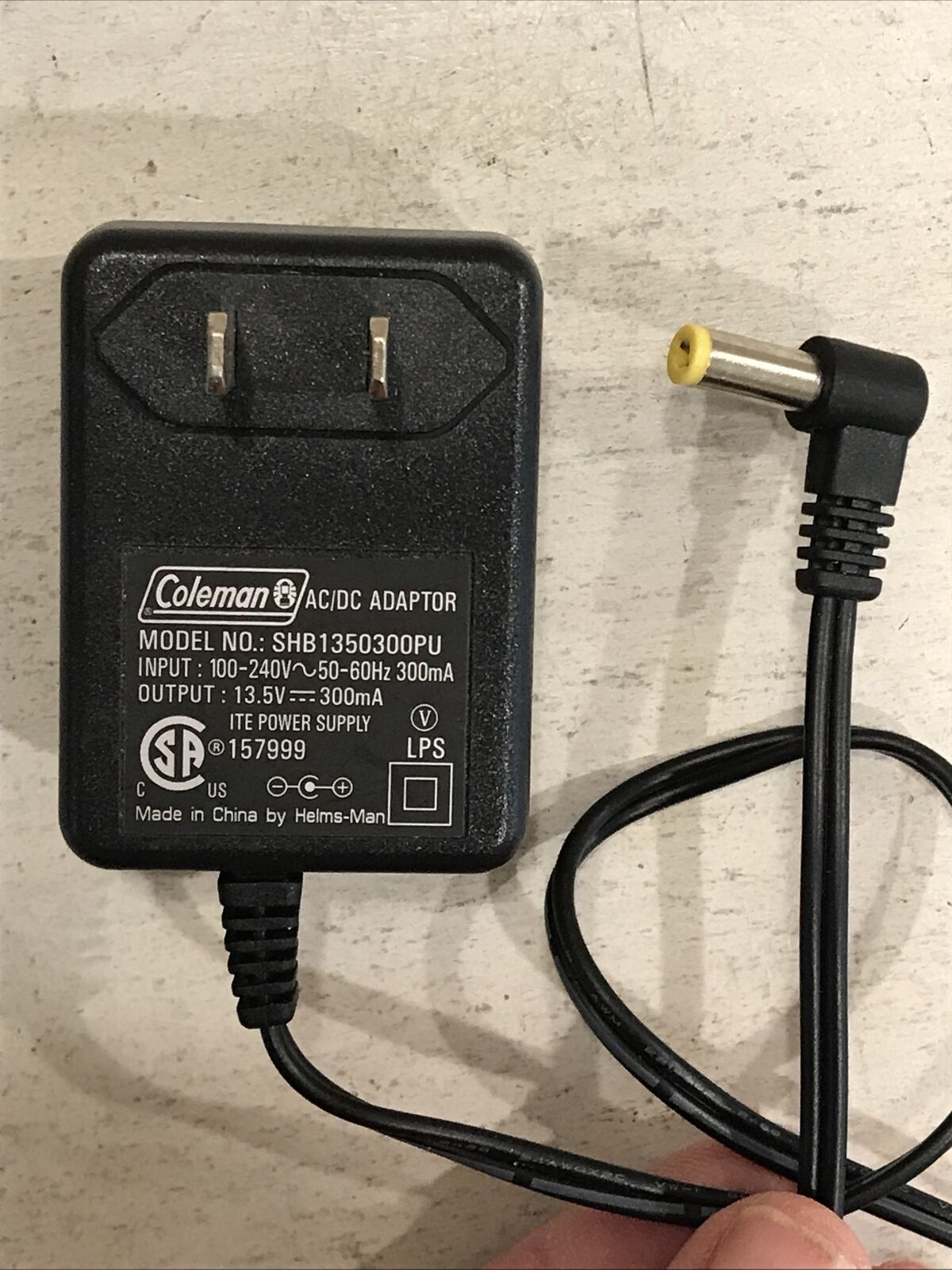Coleman AC/DC Adapter Power Supply Model SHB1350300PU Output 13.5V Type: AC/DC Adapter Features: new Output Voltage: