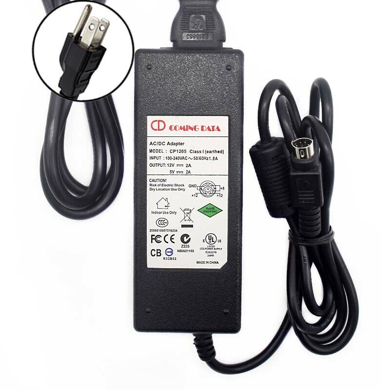 Original Coming Data CP1205 Power Supply Adapter 12V 2A 5V 2A 6 PIN DIN Model: CP1205 Modified Item: No Country/Re