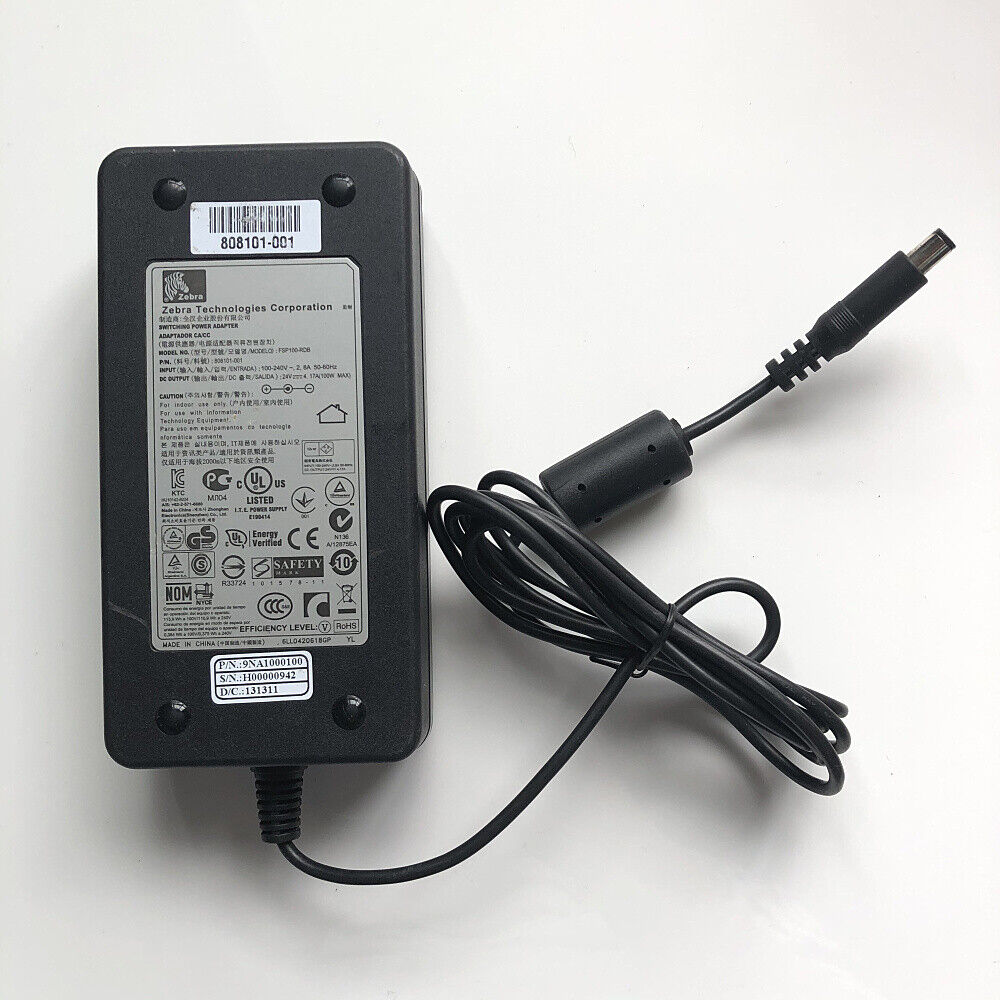 24V 4.17A 100W SWITCHING AC Power Supply Adapter FSP100-RDB For Zebra Features Powered Connector B 3-Contact AC Male MP
