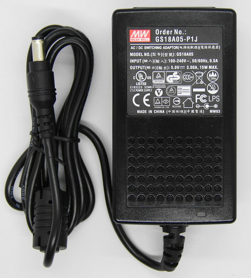 Mean Well GS18A05-P1J 5V 3A 15W Max. AC-DC Switching Adapter POWER SUPPLY - NEW Model: MEAN WELL GS18A05-P1J MPN: G