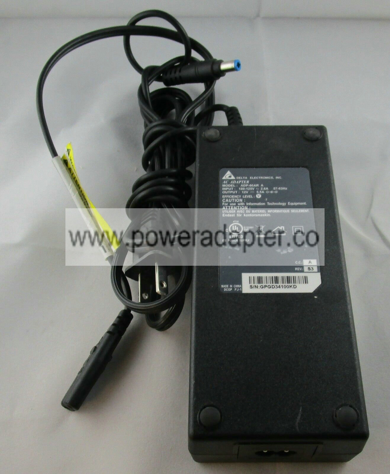 Genuine Delta Electronics 66W 12V 5A AC Power Adapter Charger ADP-66AR A Bundled Items: Power Cable Type: AC/Standar