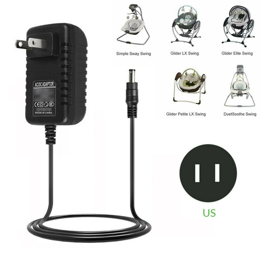US Power Adapter for Graco Swings Simple Sway Glider LX Glider Elite / Premier Specification: Input: AC100 ~ 240V, 50/6