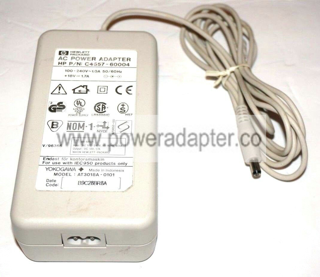 Genuine HP Deskjet Printer AC Power Adapter P/N: C4557-60004 Output: 18V-.1.7A GENUINE HP DESKJET PRINTER AC POWER ADA