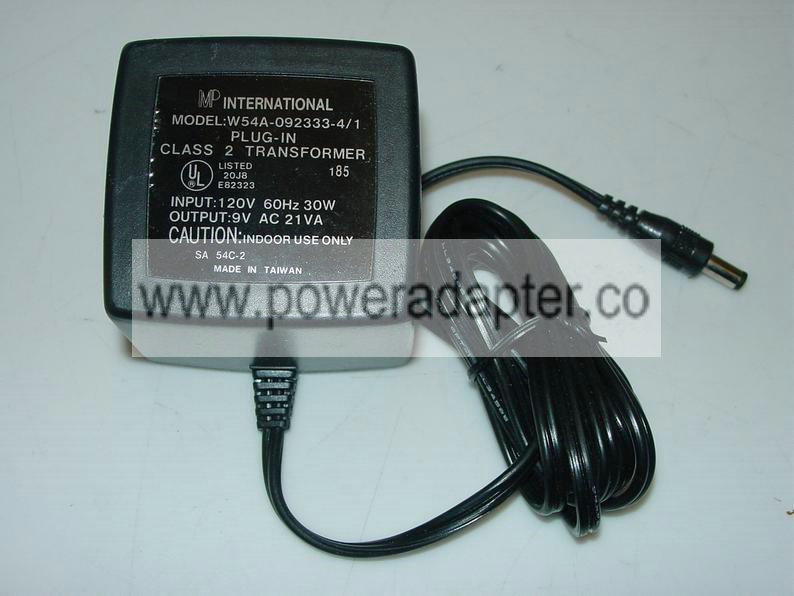 International W54A-092333-4/1 9V AC 21 Va Transformer AC to AC Power Supply Adapter Up for Sale on a Original Intern