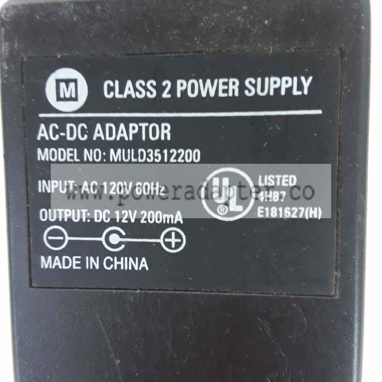 M Class 2 Power Supply Model MULD3512200 Output 12VDC 200mA Brand: M MPN: MULD3512200 UPC: Does Not Apply EA1065