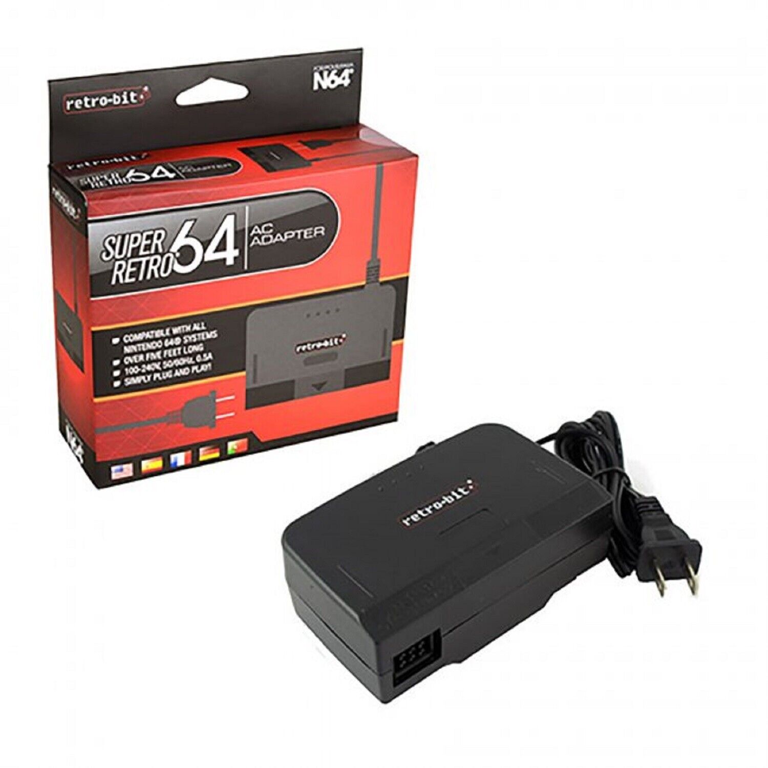 AC ADAPTER POWER SUPPLY CORD (NINTENDO 64) (NEW) N64 IN BOX MPN N64-AC Compatible Model For Nintendo 64 Platform Ninten