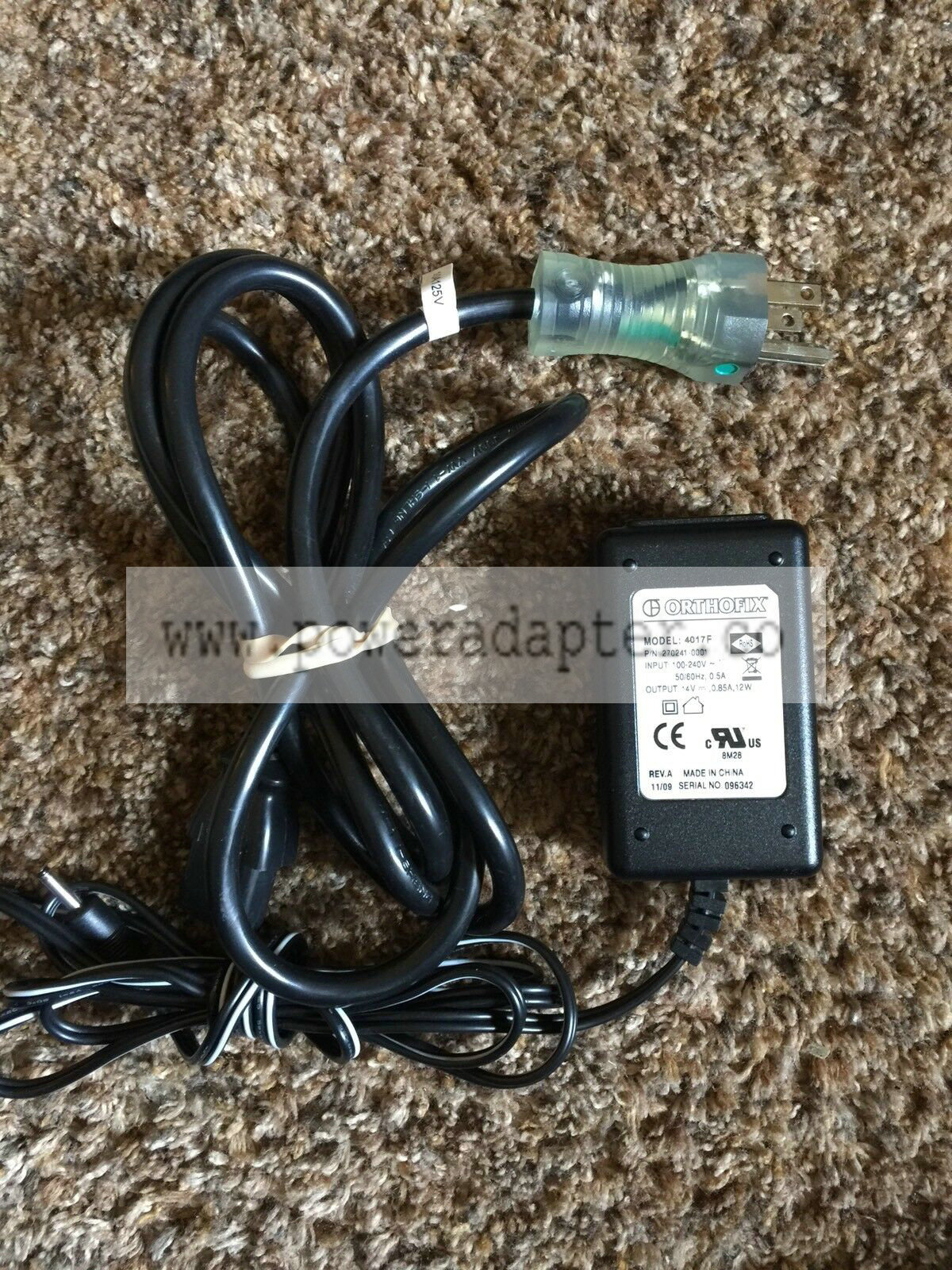 Orthofix AC Adapter Power Supply Cord 4017F 14v 0.85A For 2212/2505/3202 Brand: Orthofix MPN: 270241-0001 Model: 4