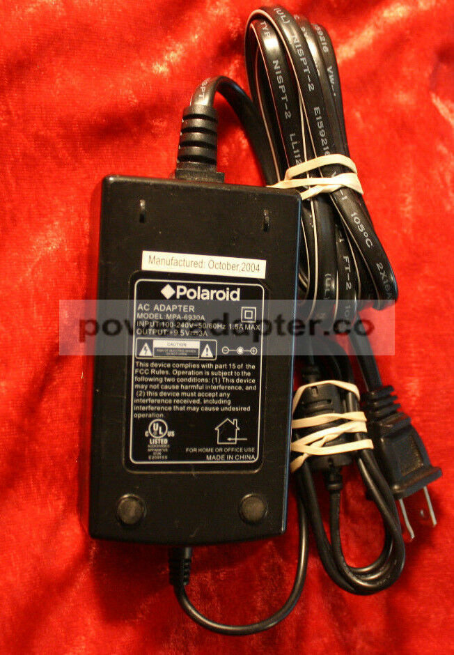 Polaroid MPA-6930A AC Power Supply Charger Adapter +9.5v 3Amp Condition: new Brand: Polaroid Output Current: 3A Ou