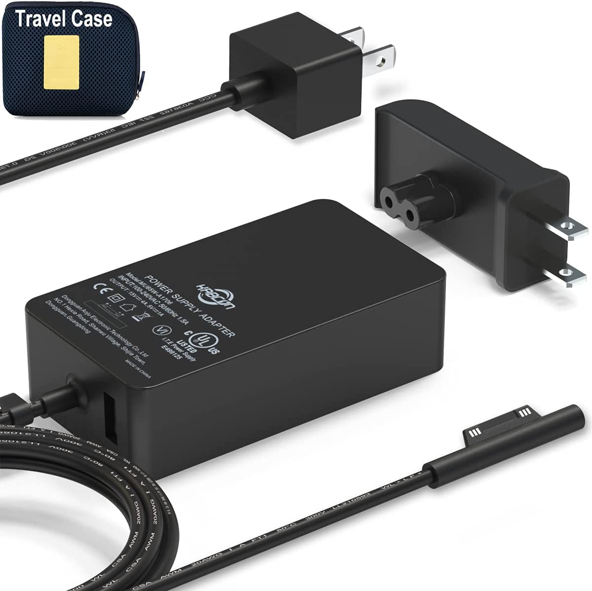 Surface Pro Surface Laptop Charger [UL Listed] 65W Adapter Compatible for Microsoft Surface Pro 9/8/X/7/6/5/4/3, Surface