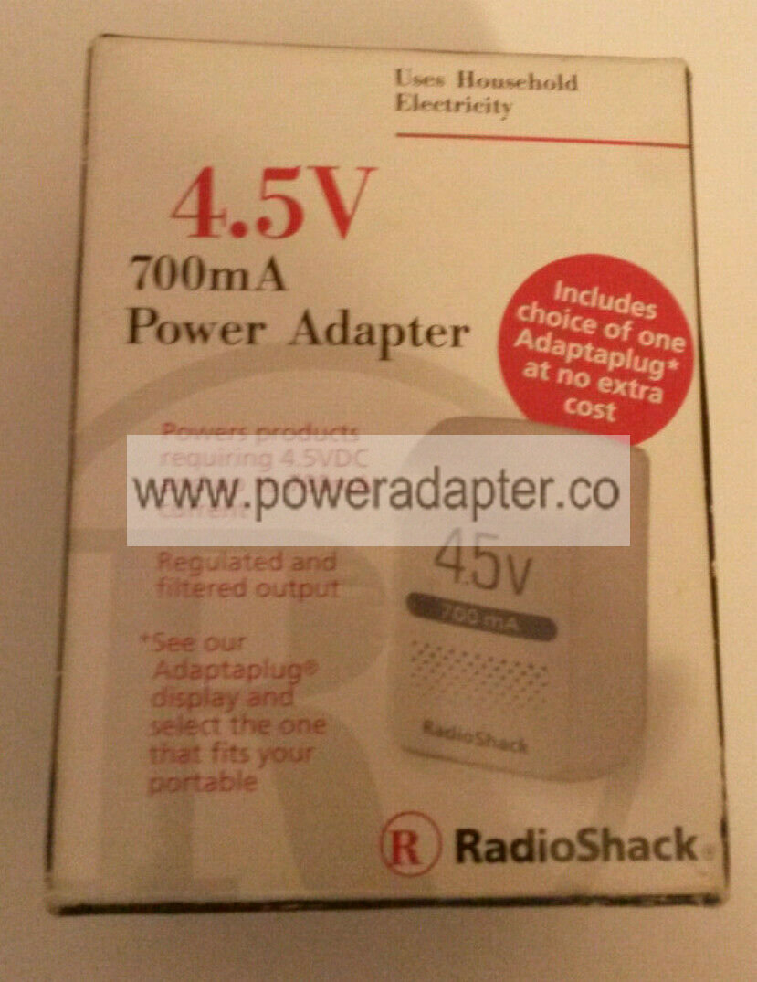 Radio Shack 4.5 Volt 700 mA Power Adapter New In Box Sealed Up for consideration is a Radio Shack 4.5 Volt 700 mA pow