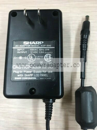 Sharp ADP-0042 AC Power Supply Adapter Charger Output: 12V 2A J9 Output: 12V 2A J9 Sharp ADP-0042 AC Power Supply Ada