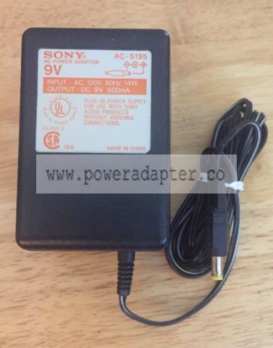 Sony AC-S195 AC DC Power Supply Adapter Charger Output 9V 800mA Sony AC-S195 AC DC Power Supply Adapter Charger Outpu