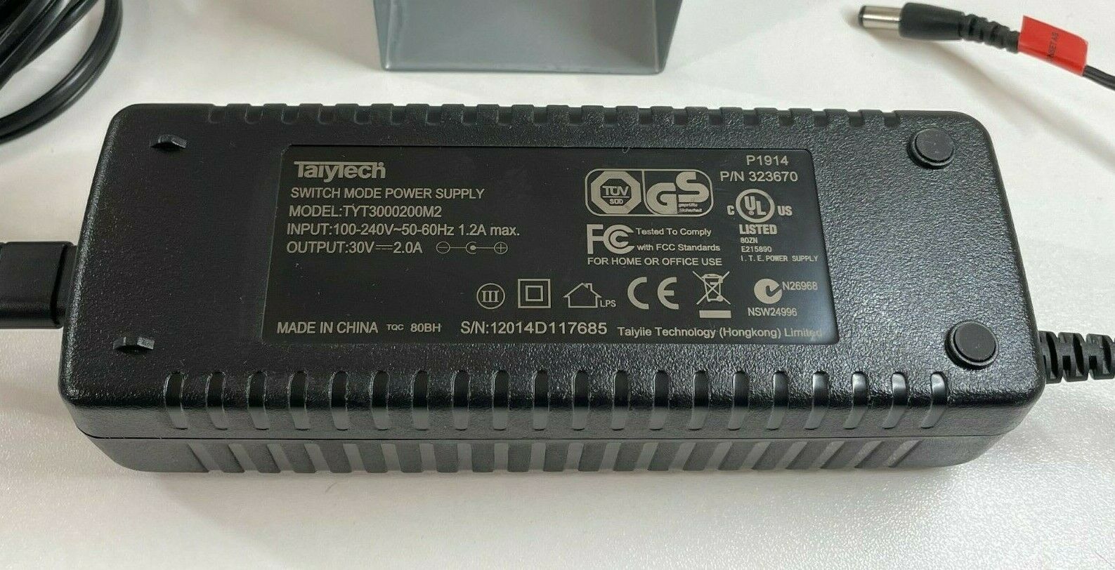 Genuine Taiytech TYT3000200M2 30V 2A AC Adapter Power Supply Charger p/n 323670 You are bidding on a Genuine Taiytech 3
