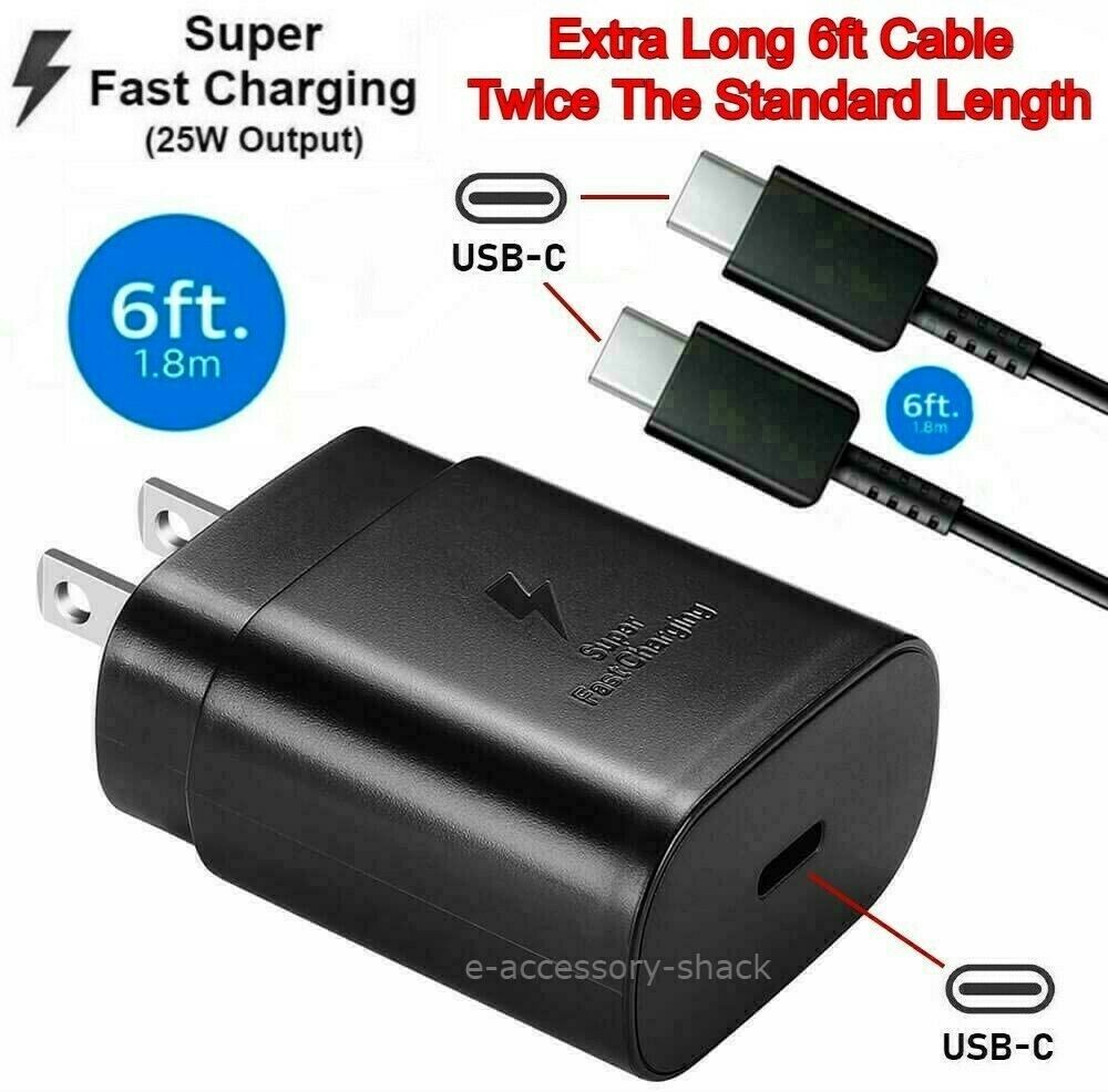 25w Type USB-C Super Fast Wall Charger+6FT Cable For Samsung Galaxy S20 S21 5G Compatible Brand: Universal, For Amaz
