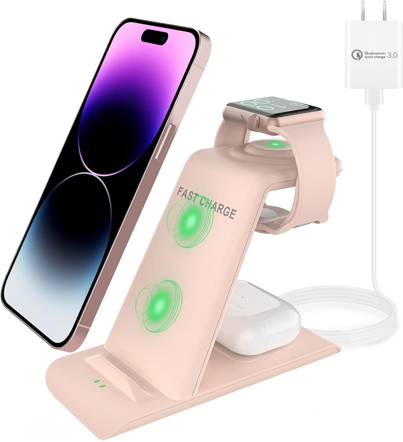 3 in 1 Wireless Charging Station Compatible for Apple Products Multiple Devices Apple Watch 9 Ultra 8 7 SE 6 5 4 3 AirPo