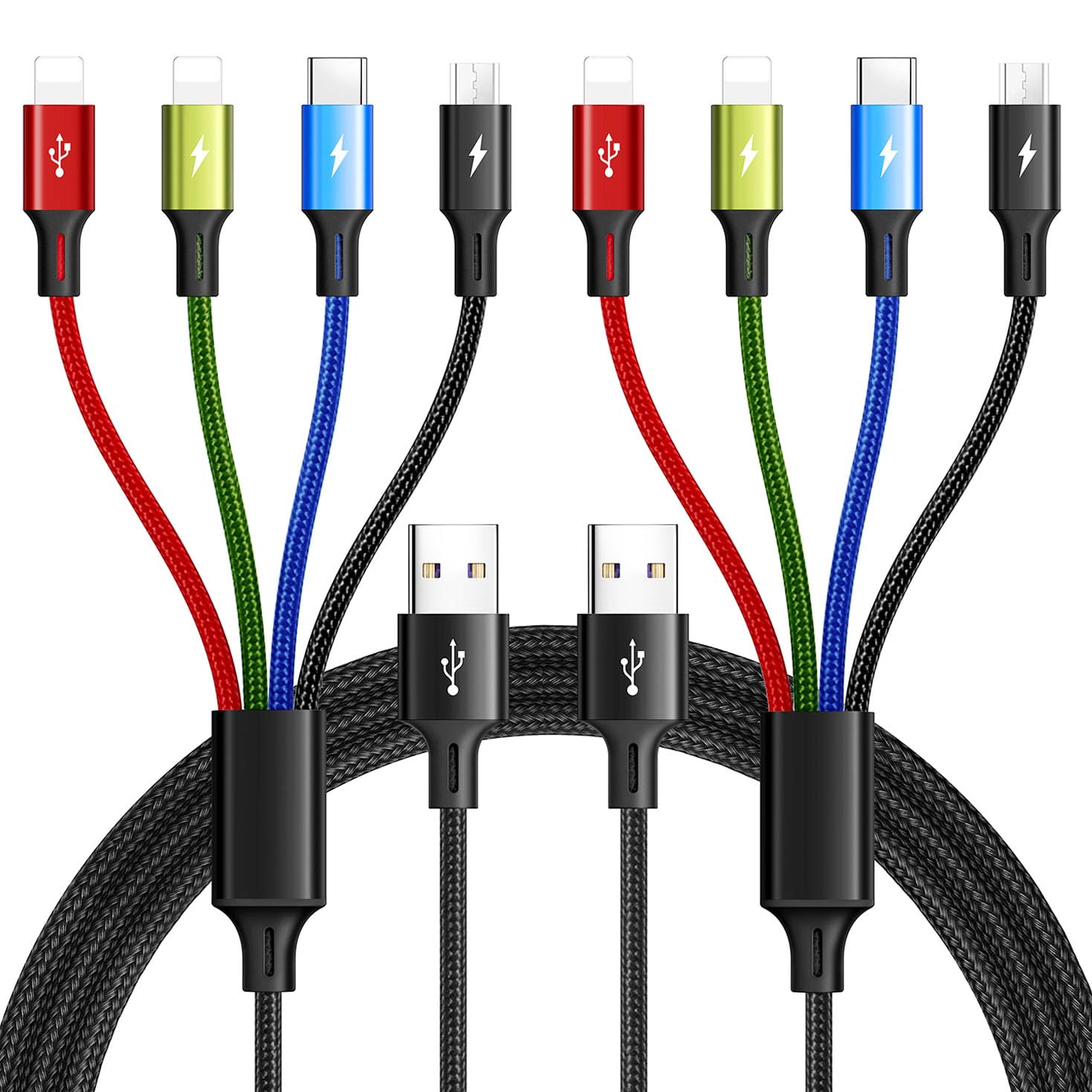 Multi Charging Cable,3.5A Multi Charger Cable,Braided 4 in 1 Charging Cable,Multi USB Cable, Fast Charging Cord with IP/
