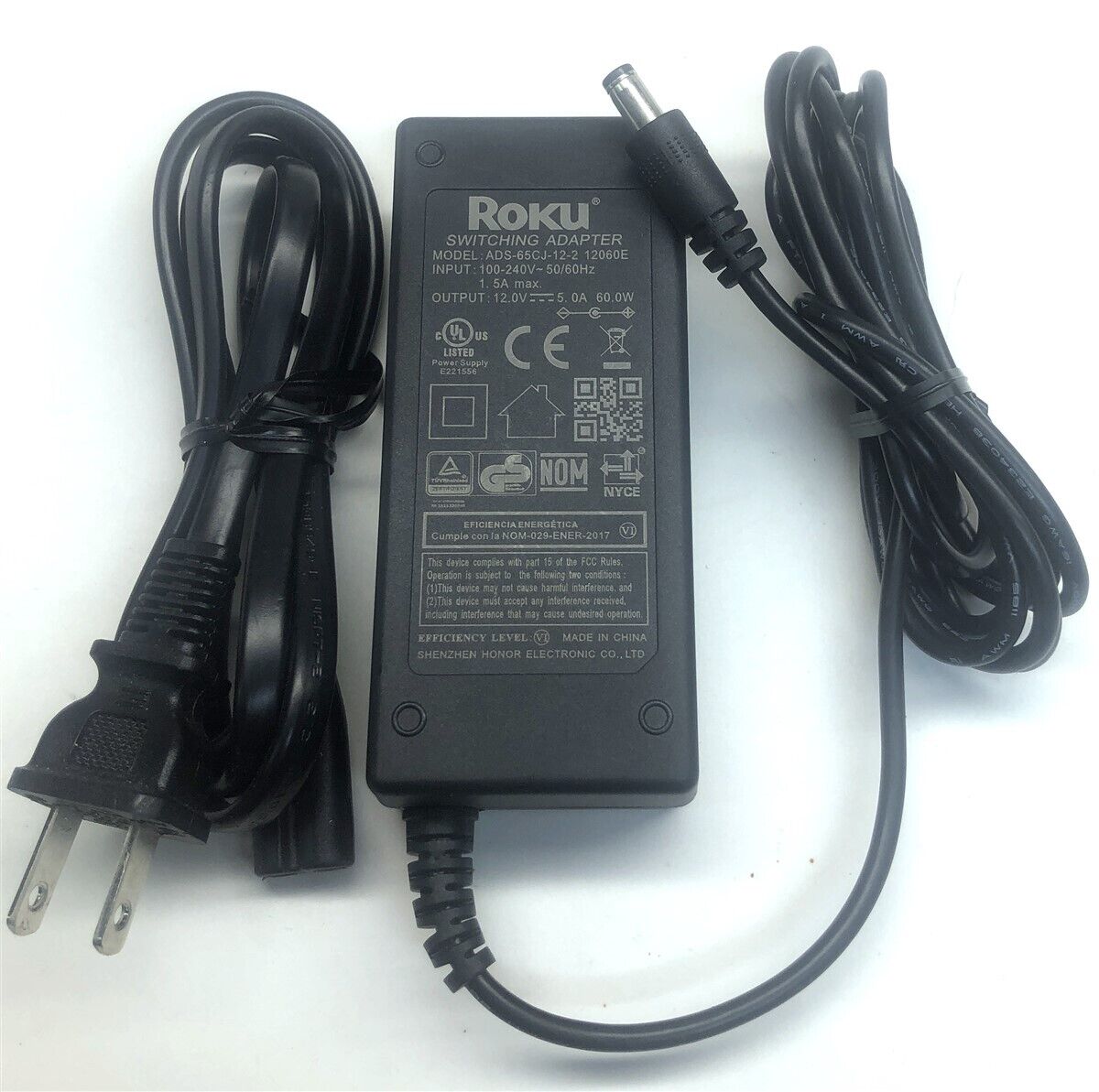 Genuine Roku charger AC Adapter Power Supply ADS-65CJ-12-2 12060E 12V 5A 60W Brand Roku Type AC/DC Adapter Output Volta