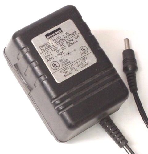 Diamond 41-6-500D AC DC Power Supply Adapter Charger Output 6V DC 500mA Brand: Diamond Type: Adapter MPN: Does No