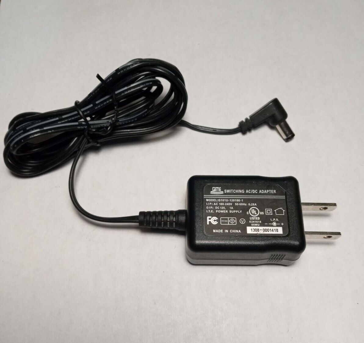 GME G101U-120100-1 Switching AC/DC Power Adapter 12V 1A (Barrel Plug) Tested Brand: GME Type: AC/AC Adapter Connec
