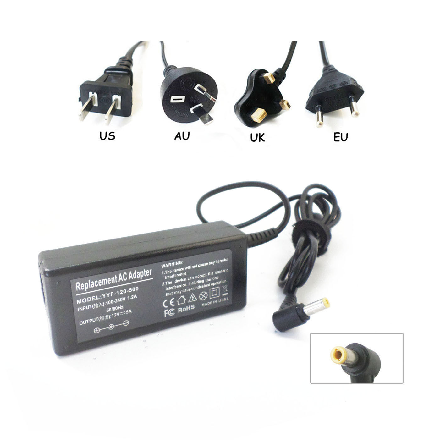 AC Power Adapter 12V 5A For Imax/Mystery B5 B6 Balancer Charger LCD Monitor NEW Country/Region of Manufacture China Com