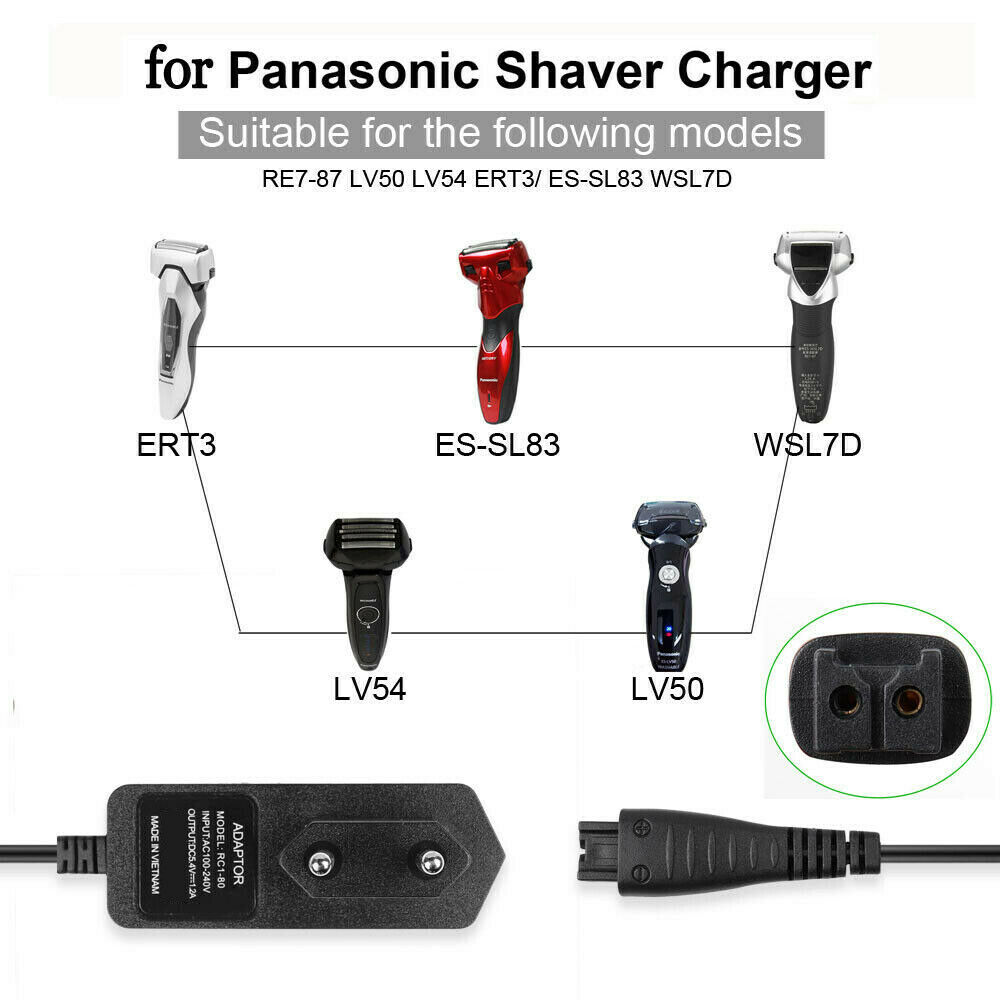 EU Power Adapter for Panasonic RE7 Series Electric Shaver RE7-87 RE7-42 RE7-51 Product Description 4.8V replacement sha