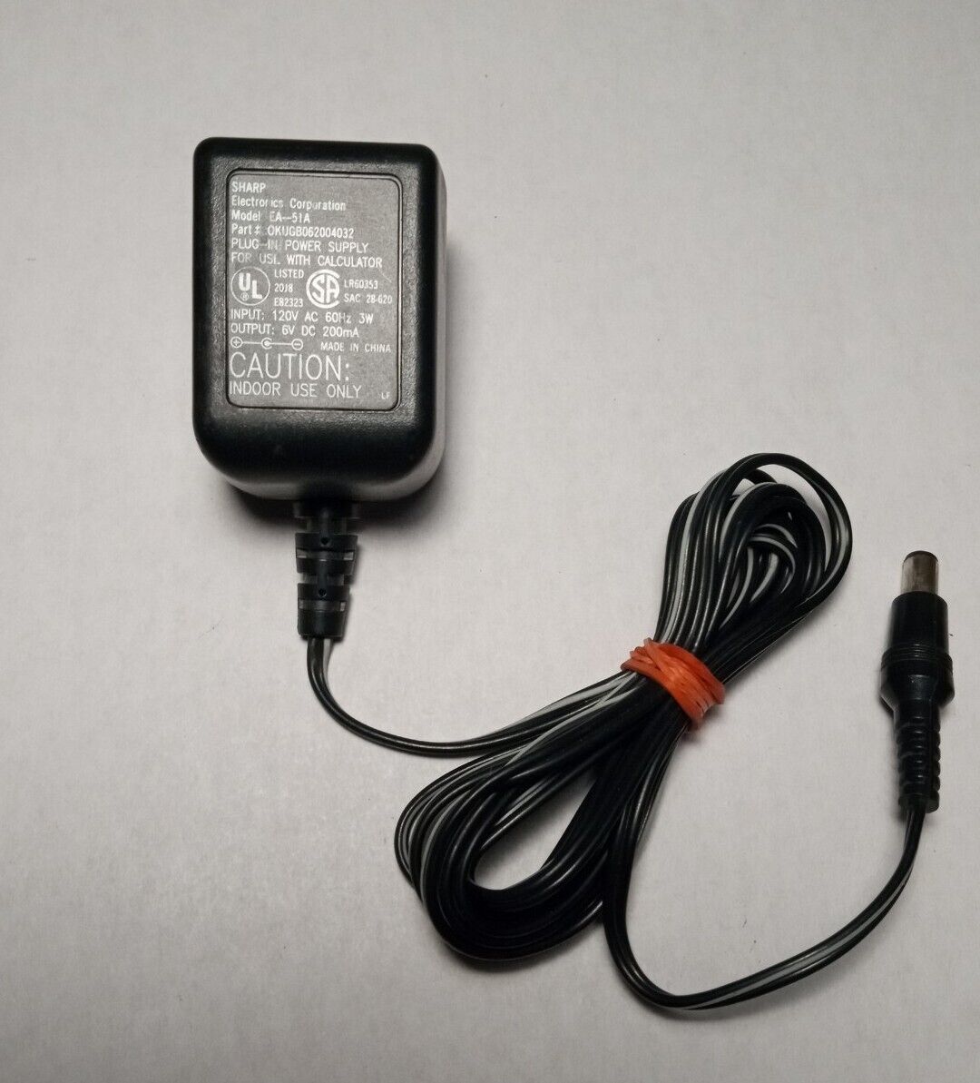 SHARP EA-51A AC Power Supply Adapter 6V DC 200mA (Tested) Brand: Sharp Type: AC/DC Adapter Features: Powered Cabl