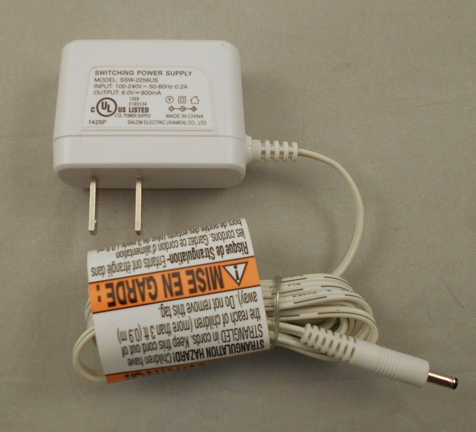 Salom Electric SSW-2256US AC Adapter for Summer Infant Camera (White) Type AC/DC Adapter Compatible Model Summer Infant