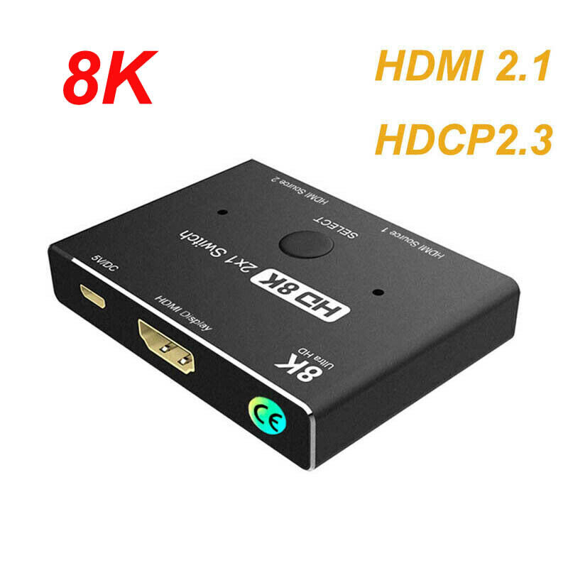 Ultra HD 8K@60 Switcher 4K@120Hz 2x1 HDMI Switch Adapter 2 In 1 Out 1080p 3D HDR Origin: CN(Origin) Brand: Qkens Typ