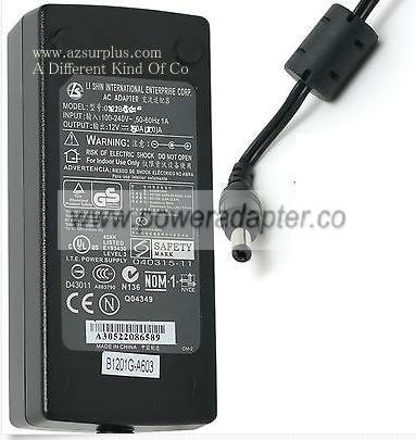 LISHIN 0218B1260 AC ADAPTER 12Vdc 5A Apex LCD monitor/TV AVC2076 Power Supply LCD Monitor Charger