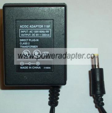 118F AC ADAPTER 6VDC 300MA POWER SUPPLY - Click Image to Close