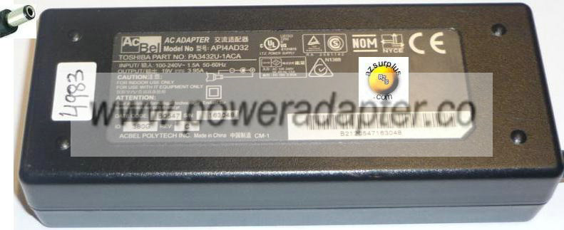 ACBEL API4AD32 AC ADAPTER 19V 3.42A LAPTOP CHARGER POWER SUPPLY - Click Image to Close