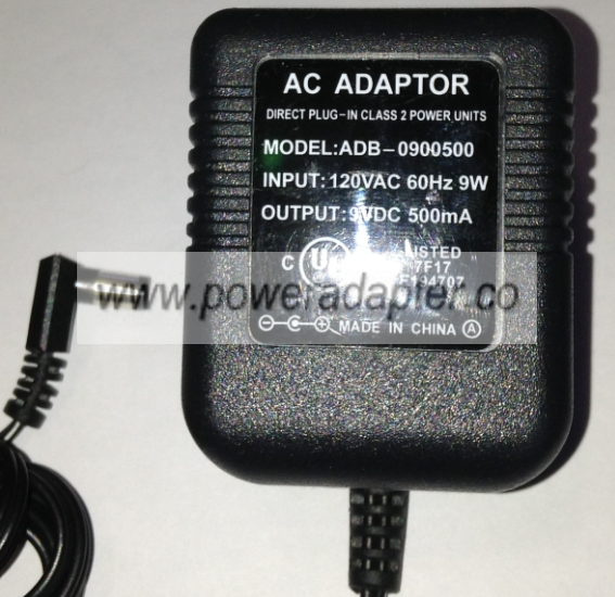 ADB-0900500 AC ADAPTER 9VDC 500mA NEW 2x5.4x7.9mm 90 Degree Rig - Click Image to Close