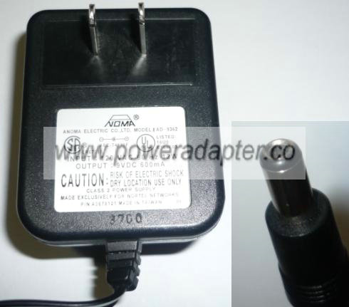ANOMA ELECTRIC AD-9632 AC ADAPTER 9VDC 600mA 12W POWER SUPPLY - Click Image to Close