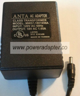 ANTA MW57-1801650A AC ADAPTER 18V 1.65A POWER SUPPLY CLASS 2 - Click Image to Close