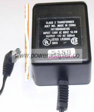 AULT T41180500A010G AC ADAPTER 18VAC 500mA CLASS 2 TRANSFORMER - Click Image to Close