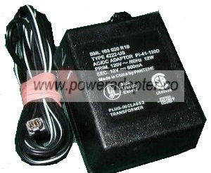 BML 163 020 R1B TYPE 4222-US AC ADAPTER 12VDC 600mA POWER SUPPLY - Click Image to Close