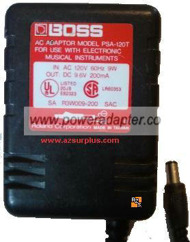 BOSS PSA-120T AC ADAPTER 9.6VDC 200MA POWER SUPPLY - Click Image to Close
