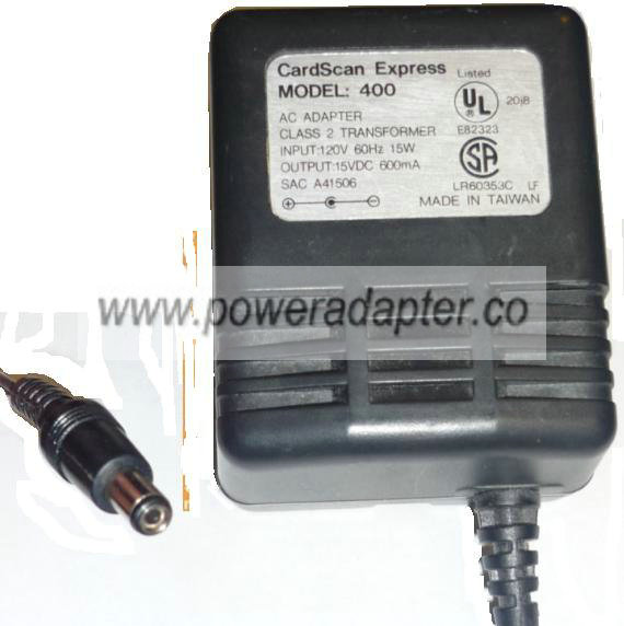 CARDSCAN EXPRESS 400 AC DC ADAPTER 15V 600mA LabelWriter - Click Image to Close