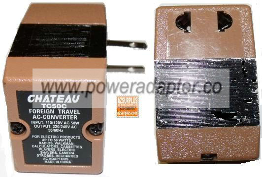 CHATEAU TC50C FOREIGN TRAVEL AC-CONVERTER ADAPTER 220 240V - Click Image to Close