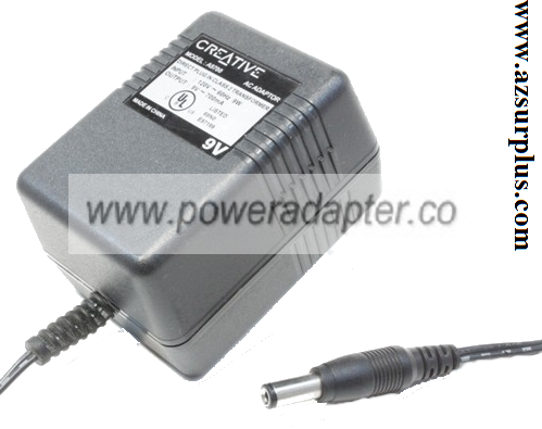CREATIVE A9700 AC ADAPTER 9VDC 700mA Used -( )- 2x5.5mm 120VAC - Click Image to Close