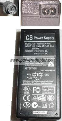 CS CS-120/0502000-E AC Adapter 12V 5V DC 2A 5Pin Power Supply - Click Image to Close