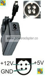 Channel Well Technology PAG0342 AC Adapter 5V 12V 2A 4pins power - Click Image to Close