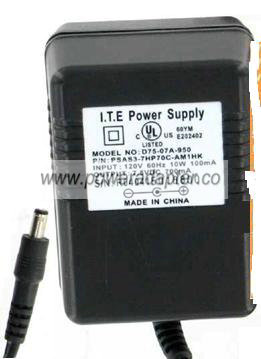 D75-07A-950 AC ADAPTER 7.5VDC 700mA ITE POWER SUPPLY - Click Image to Close