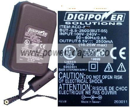 DIGIPOWER SOLUTIONS ACD-0L AC ADAPTER 6.5V 2500mA OLYMPUS DIG - Click Image to Close
