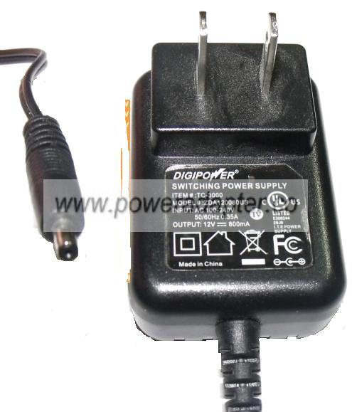 DIGIPOWER ZDA120080US AC ADAPTER 12V 800mA SWITCHING POWER SUPPL - Click Image to Close