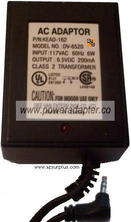 DV-6520 AC ADAPTER 6.5VDC 200mA 6W POWER SUPPLY - Click Image to Close