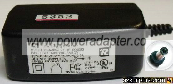 DVE DSA-9W-09 FUS 090080 AC ADAPTER 9V 0.8A SWITCHING POWER ADAP - Click Image to Close
