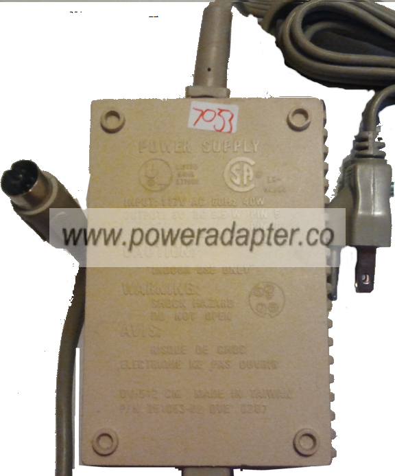 DVE 251053-02 AC ADAPTER 5VDC 8.5W 9VAC 9VA 4 Pin Din 13mm Used